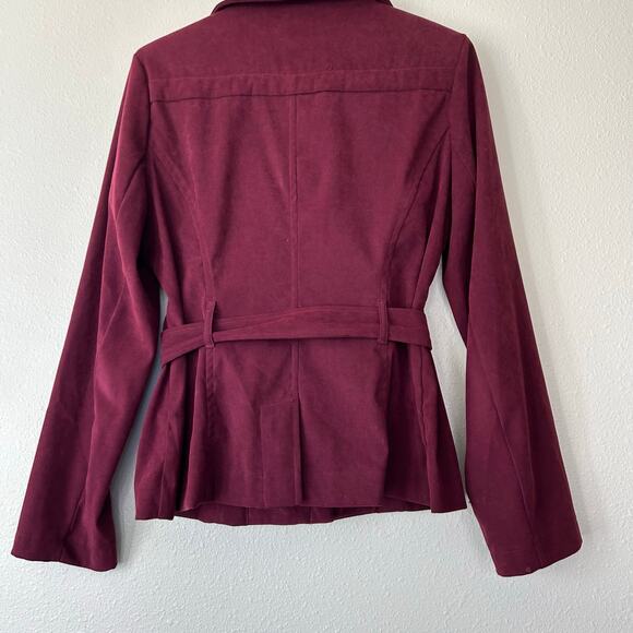 Vintage Laura Scott Blazer tie belt faux suede office career Y2K fall winter M - Picture 8 of 10